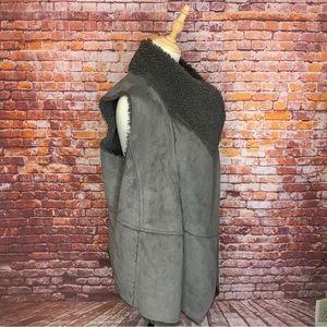 Greenish Gray Shearling Women's Vest